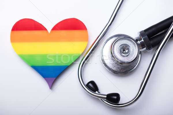 Widoku kolorowy tęczy serca stetoskop Zdjęcia stock © AndreyPopov