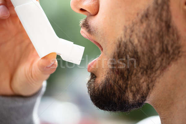 Homem asma pessoa ar doente cuidar Foto stock © AndreyPopov