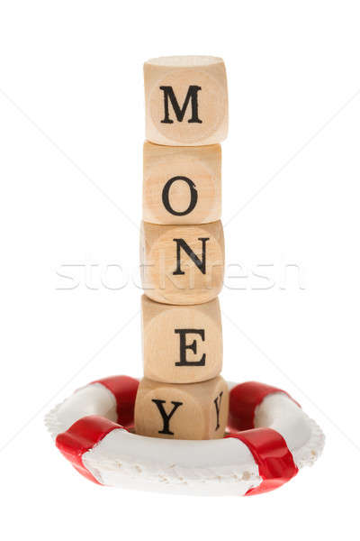 Word Money On Wooden Piece With Life Belt Stock photo © AndreyPopov