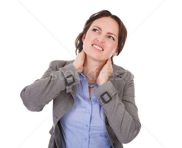 Mujer de negocios sufrimiento dolor de cuello retrato jóvenes blanco Foto stock © AndreyPopov