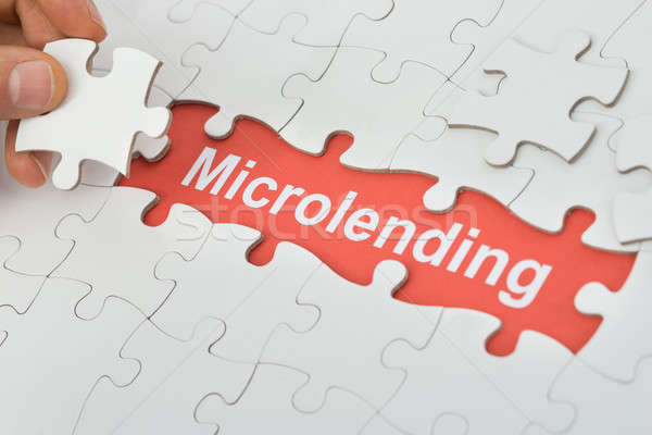 Microlending Text Under White Jig Saw Puzzle Stock photo © AndreyPopov