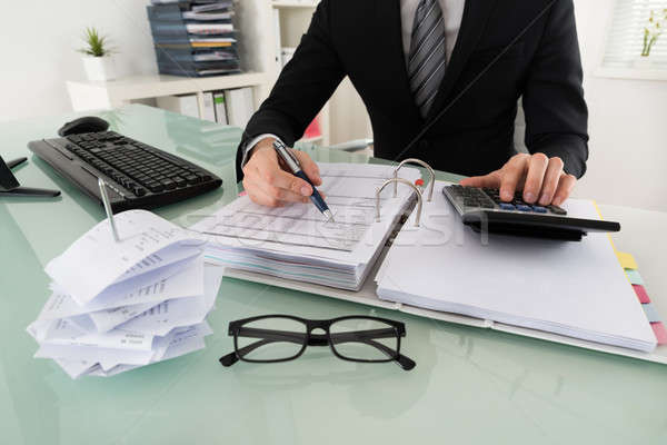 Stockfoto: Zakenman · belasting · kantoor · werk · financieren