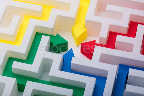 Multi Colored Arrows In The Centre Of Maze Stock photo © AndreyPopov