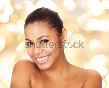 Schönen lächelnde Frau Studio Porträt weiß glücklich Stock foto © AndreyPopov