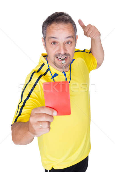 Fotbal arbitru roşu card alb Imagine de stoc © AndreyPopov