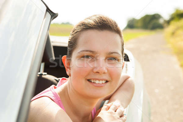 Jeune femme voiture heureux séance verre été [[stock_photo]] © AndreyPopov