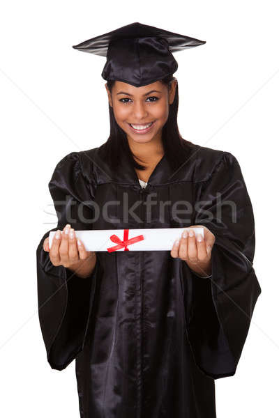 Diplômé femme certificat isolé blanche [[stock_photo]] © AndreyPopov