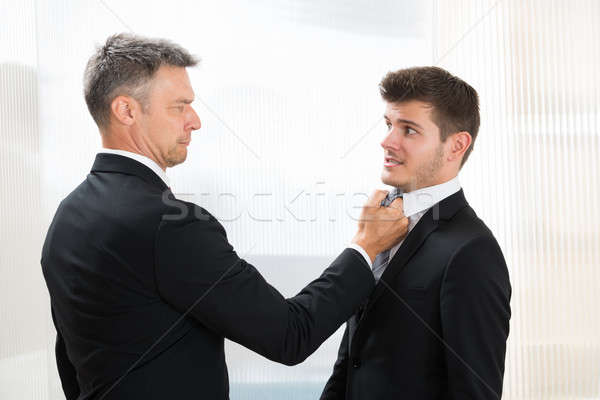Angry Businessman Holding Young Businessman's Tie Stock photo © AndreyPopov