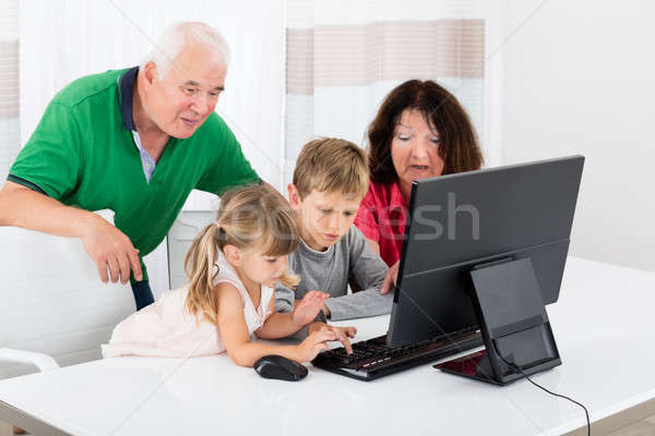 Multi Generation Family Using Desktop At Home Stock photo © AndreyPopov