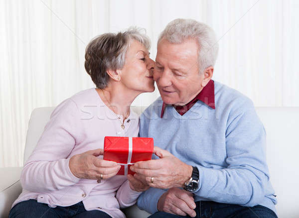 Senior Man Giving Gift To Senior Woman Stock photo © AndreyPopov