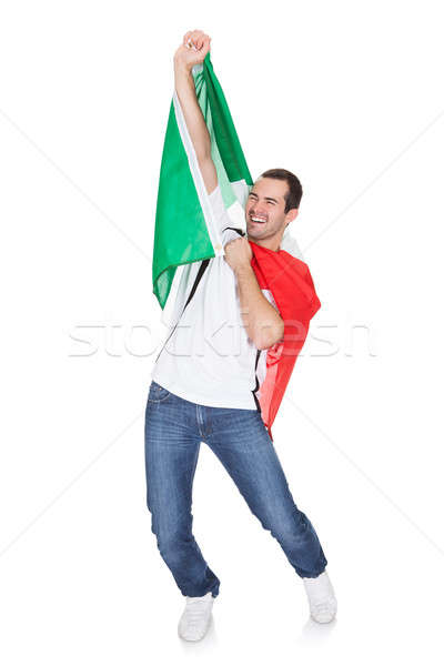 Retrato feliz homem bandeira italiana isolado Foto stock © AndreyPopov