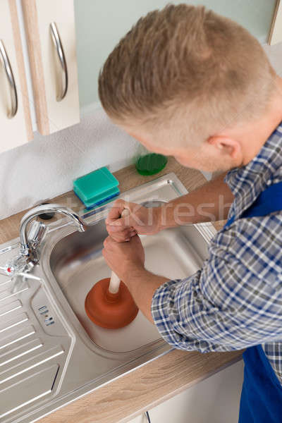 Pracownika umywalka widoku stali Zdjęcia stock © AndreyPopov
