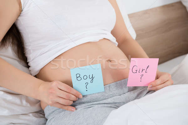 Pregnant Woman Holding Boy And Girl Stickers Stock photo © AndreyPopov