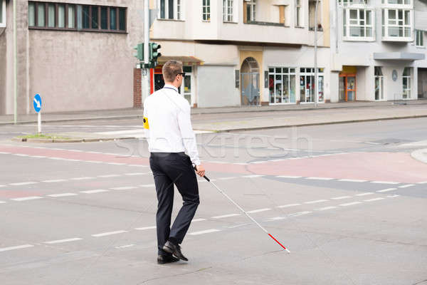 Niewidomych człowiek drogowego młodych Stick Zdjęcia stock © AndreyPopov