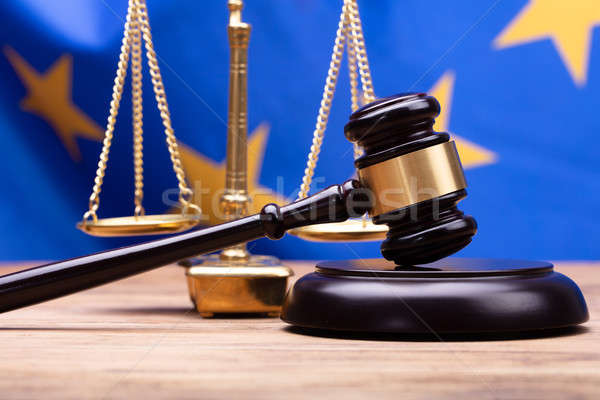 Stock photo: Close-up Of Mallet And Justice Scale