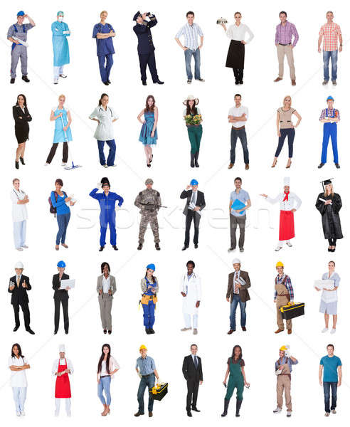 Csoportkép különböző foglalkozások vegyes nemzetiségű csoport emberek fehér Stock fotó © AndreyPopov