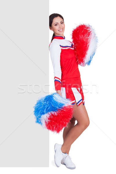 Cheerleader permanente geïsoleerd witte vrouw Stockfoto © AndreyPopov