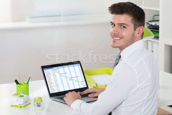 Businessman Working With Gantt Chart On Laptop Stock photo © AndreyPopov