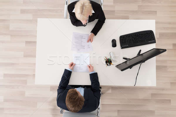 Vorstellungsgespräch Ansicht Schreibtisch Business Tastatur Stock foto © AndreyPopov