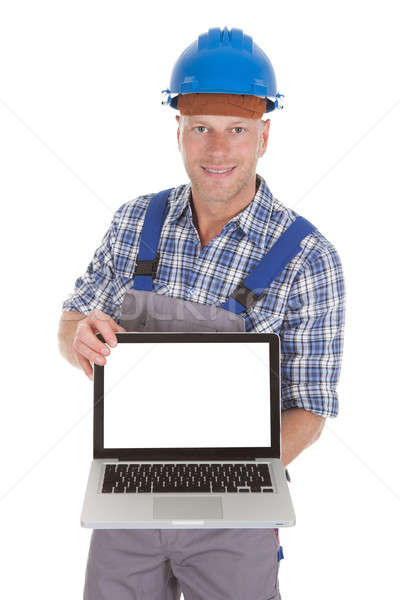 Manual trabalhador laptop retrato jovem branco Foto stock © AndreyPopov