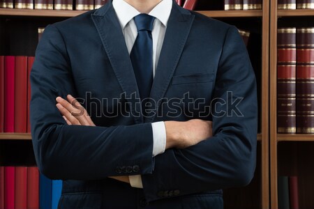 ügyvéd áll könyvespolc férfi tárgyalóterem üzletember Stock fotó © AndreyPopov