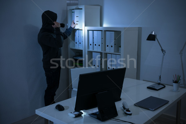 強盜 手電筒 搜索 文件 辦公室 夜 商業照片 © AndreyPopov