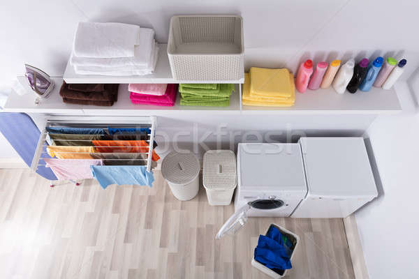Interior utilidad habitación lavadora verde piso Foto stock © AndreyPopov