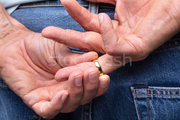 Man's Hand With Gold Ring Stock photo © AndreyPopov