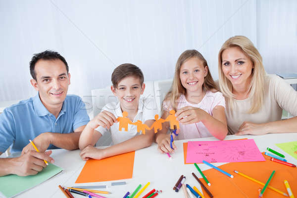 Famille papier personnes main portrait [[stock_photo]] © AndreyPopov