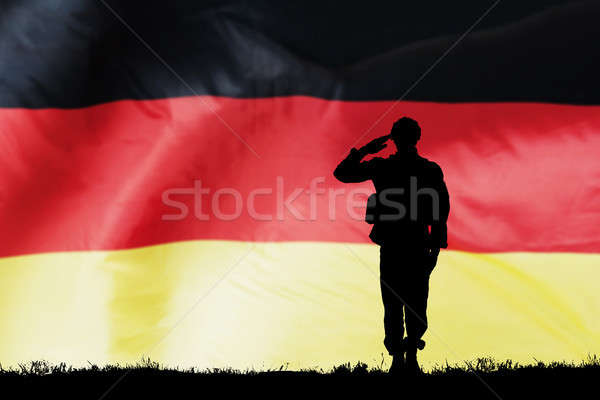 Solider Silhouette With German Flag Stock photo © AndreyPopov