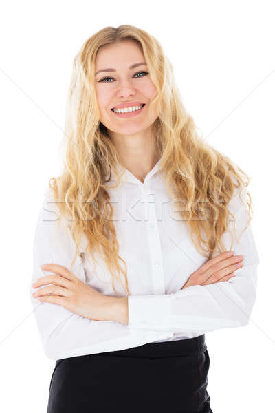 Portré boldog fiatal hosztesz fehér nő Stock fotó © AndreyPopov