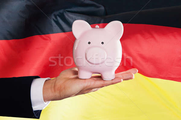 German Businessman Holding Piggybank Stock photo © AndreyPopov