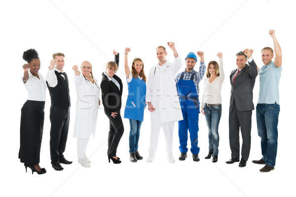 Portret mensen juichen witte Stockfoto © AndreyPopov