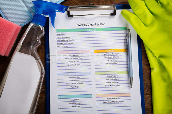 High Angle View Of Weekly Cleaning Plan Form Stock photo © AndreyPopov