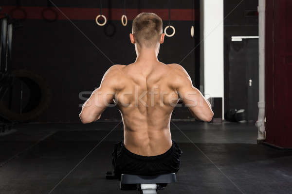 Férfi edz tornaterem hátsó nézet fiatal atléta Stock fotó © AndreyPopov