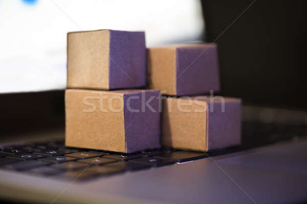 Mic carton Dulapuri laptop Imagine de stoc © AndreyPopov