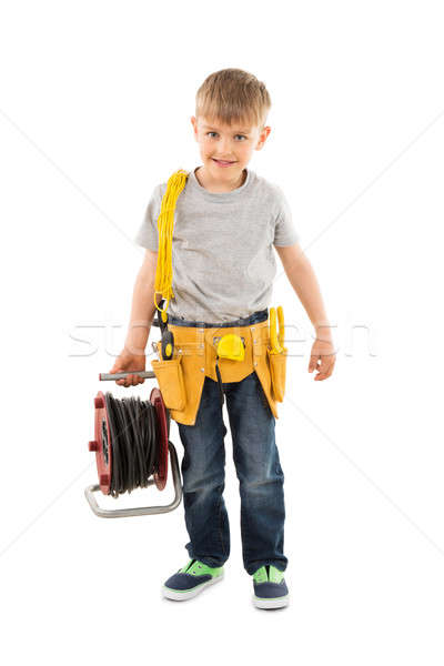 Boy Holding Cable Spool Stock photo © AndreyPopov