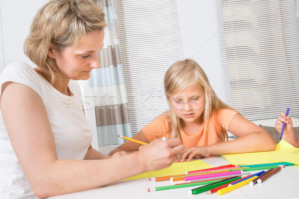Mother And Daughter Drawing Together Stock photo © AndreyPopov