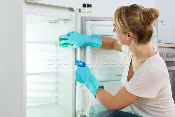 Woman Cleaning Refrigerator At Home Stock photo © AndreyPopov