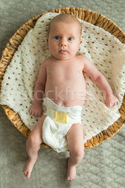 Retrato bebê fralda relaxante cesta Foto stock © AndreyPopov