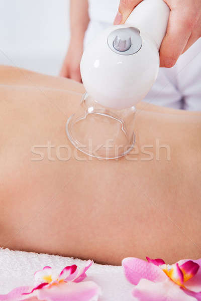 Foto stock: Mujer · láser · terapia · sonriendo · spa