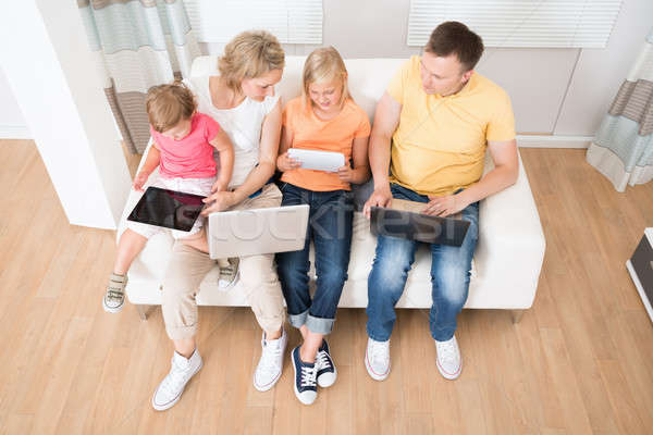 Stock photo: Family Using Tablets and Computers