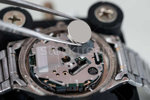 Batterie Armbanduhr Silber Uhr Arbeit Stock foto © AndreyPopov