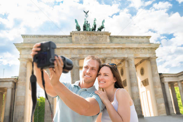 Young Couple Taking Selfie In Front Of Brandenburg Gate Stock photo © AndreyPopov