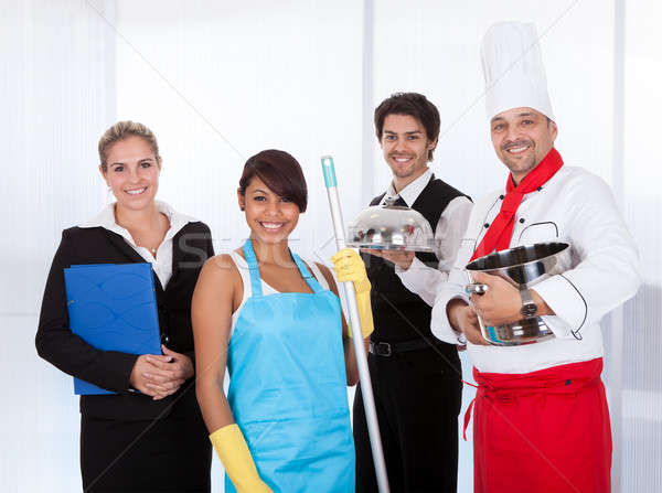 Diverse group of smiling workers Stock photo © AndreyPopov