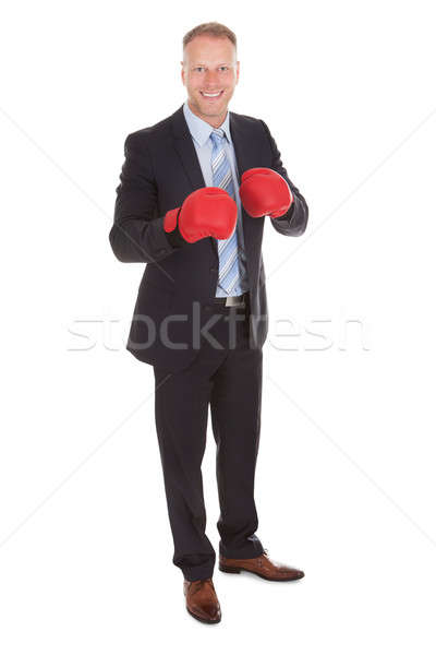 ビジネスマン 着用 ボクシンググローブ 肖像 白 ストックフォト © AndreyPopov