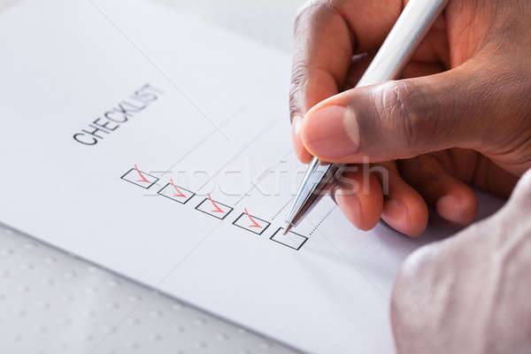 Hand With Red Pen Marking A Check Box Stock photo © AndreyPopov