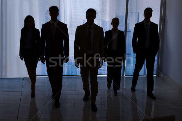 Sylwetka ludzi biznesu spaceru biuro wraz Zdjęcia stock © AndreyPopov