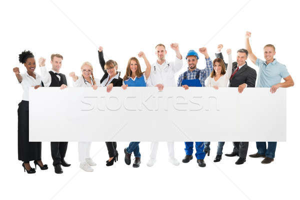 Stock photo: People With Various Occupations Holding Blank Billboard