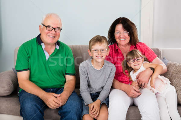 Grands-parents petits enfants verres famille heureuse séance [[stock_photo]] © AndreyPopov